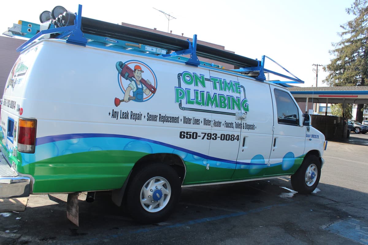 The On Time Plumbing van